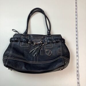 Coach Pebbled Leather Hampton Satchel Black